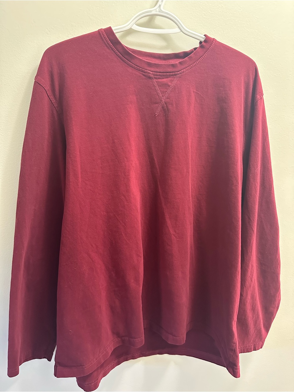 Classic Long Sleeve Crew Tee in Deep Red